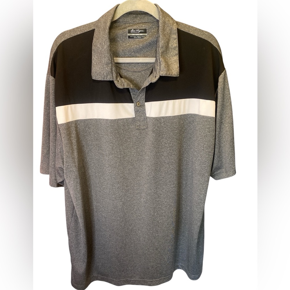 Ben Hogan Performance Golf Polo Shirt | Size 2XL | Gray, Black & White Colorblck